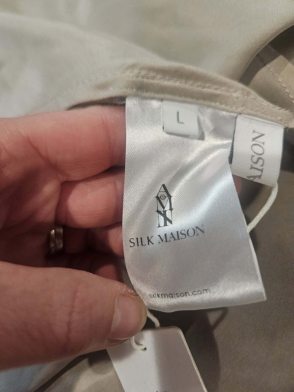 Silk Maison 100% Silk Mini Slip Dress Champagne Taupe Nwt Size Large — image 3 of 8